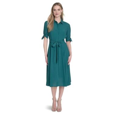 Imagem de Calvin Klein Vestido feminino de chiffon de manga curta, Sequoia, 46