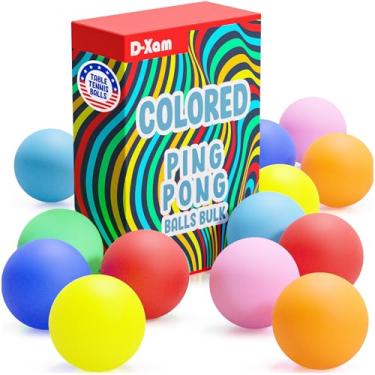 Imagem de D-Xam 12 bolas coloridas de pingue-pongue de 40 mm, bolas de pingue-pongue de plástico para festas, brinquedos de animais de estimação, jogos, artes, atividades escolares, professores devem ter
