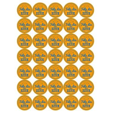 Imagem de Cartela de Adesivos de Feliz dia dos Pais Cor Laranja 35 Uni