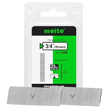 Imagem de meite Pregos de pino de calibre 23, micro pinos sem cabeça de 9,5 cm - Pregos galvanizados 23GA para pistola de pregos, ideal para marcenaria fina e trabalho de acabamento (2.000 unidades)