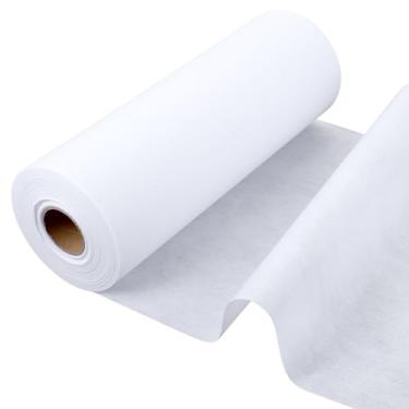 Imagem de Tecido de interface fusível branco premium para costura, lã não tecida para artesanato e acolchoamento, interface de lã fusível para design de rolo de costura, fácil de cortar (11,8 polegadas)
