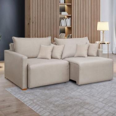 Imagem de Sofá Cama 3 Lugares Júlia Retrátil e Reclinável Veludo/Bege Claro - Ce
