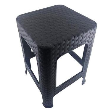 Imagem de Kit 4 Banquetas Banco De Plástico Rattan Preta Plas New