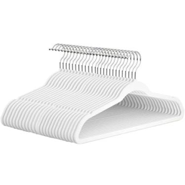 Imagem de Kit 30 Cabides De Veludo Branco Yikasa