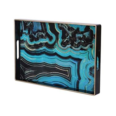 Imagem de Bandejas de servir bandeja decorativa moderna retangular para lanches e frutas, mesa de centro, bandeja decorativa