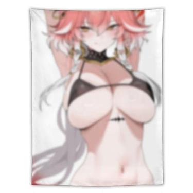 Imagem de LIEGBMEU Tapeçaria de biquíni sexy anime menina 152.4 cm x 203.2 cm interior exterior parede colcha arte decoração de tapeçaria caprichosa, AF419
