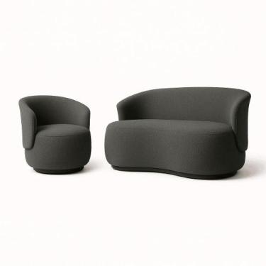 Imagem de Conjunto de Poltrona + Namoradeira Decorativa Sala Estar Orgânica Beat