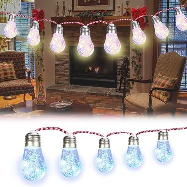 Imagem de Vigdur Cordão de luzes globo multicoloridas – Luzes de fada que mudam de cor, plugue com 10 lâmpadas de plástico, luz interna e externa para quarto festa de casamento (3 m)