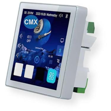 Imagem de Amplificador de música Wi-Fi CMX Audio A4ZW, branco; tela capacitiva multitoque de 4 polegadas; compatível com DLNA, Airplay, Qplay e outros protocolos; suporte Ethernet; tela de resolução HD 480 x
