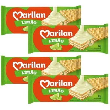 Imagem de Wafer Casquinha Fina Recheio Sabor Limão Kit 4 Pacotes 115g - Marilan