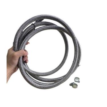 Imagem de Kit mangueira flexivel prata malha de aço 3m tm x tm para gás + 2 abra