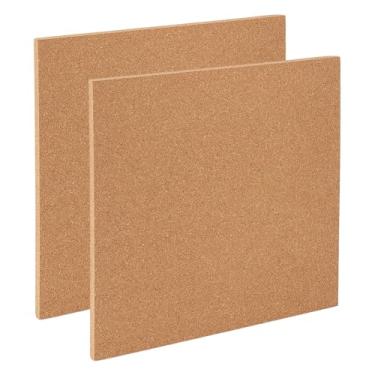 Imagem de OLYCRAFT 2 quadros de avisos quadrados, 30,5 x 30,5 cm, placa de cortiça de madeira não autoadesiva, 1 cm de espessura, quadrados de mensagem, quadros de exibição decorativos para decoração de parede