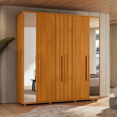 Imagem de Guarda-Roupa Casal 6 Portas 100% MDF com Espelhos e Pés Veronese Cinamomo