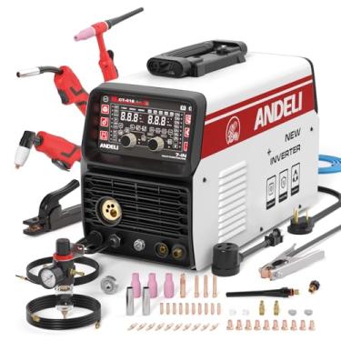 Imagem de ANDELI Combo de soldador de corte a plasma multiprocesso 7 em 1, máquina de solda de corte de tensão dupla 110/220V GAS MIG/FLUX MIG/HF TIG/STICK/COLD/CUT/Aluminum MIG Welder (MCT-418)