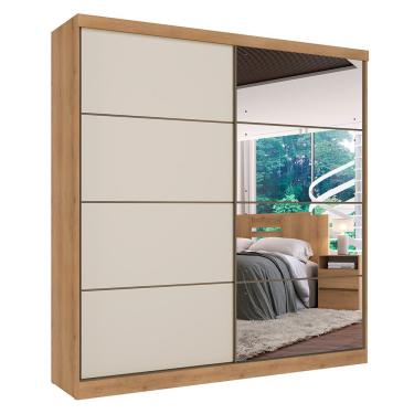 Imagem de Guarda-Roupa Málaga 2 Portas de Correr 100 MDF THB - Capuccino/Offwh