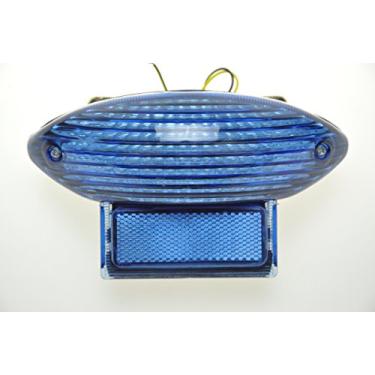 Imagem de TOPZONE Para Suzuki 1998-2006 KATANA - GSX600/ GSX750; 1999-2007 HAYABUSA - GSX1300R; luz traseira de freio de LED luz traseira de seta integrada (azul, estilo 1: lanterna traseira de LED + seta)