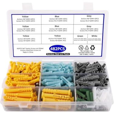 Imagem de Parafusos De Concreto, Parafusos De Ancoragem De Drywall De Expansão De Plástico Kit De Parafuso Auto-roscante M3.5 M4.2 M5 M6 Tubo De Aço Inoxidável Plugues De Parede Parafusos De Ancorage