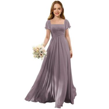 Imagem de Vestido Flower Girl Augday Chiffon Wisteria tamanho 16 para casamento