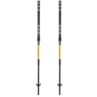 Imagem de Pacote com 2 estacas metálicas de 133 cm de comprimento, suporte resistente preto e amarelo para uso externo, à prova d'água e à prova de ferrugem, fácil de montar