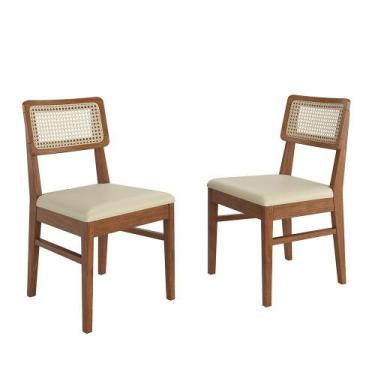 Imagem de Conjunto 2 Cadeiras Madeira Maciça Viena Amêndoa - Apaixone&Decore Rev