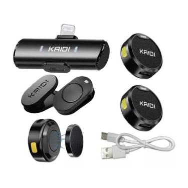 Imagem de Microfone Lapela Duplo Sem fio Redondo Compatível com iPhones até o 14