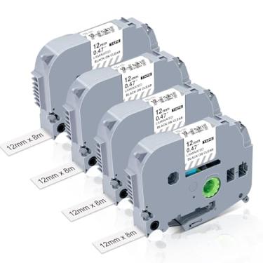 Imagem de Lonitul Fita transparente 4P TZe-131 12 mm de substituição para recargas Brother Label Maker Fita transparente TZe131 TZ 12 mm 0,47 laminada transparente compatível com Brother Ptouch PT-D210 PT-H110