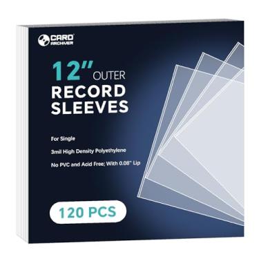 Imagem de Pacote com 120 capas externas para discos de vinil, 32,4 x 32,4 cm, 3 mm de espessura, capas protetoras de álbum para LPs de 30,5 cm, capas externas cristalinas de qualidade de arquivo para