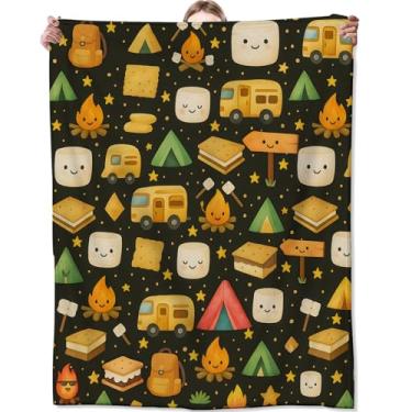 Imagem de Zeleda Lindo cobertor de acampamento de desenho animado, barraca de marshmallow e cobertores de estrelas, presentes para adultos e crianças, casa dormitório cabana área de animais de estimação