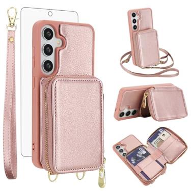 Imagem de Capa de celular para Samsung Galaxy S24 Plus/S25 Plus S24+ S25+ 5G capa carteira celular com protetor de tela, alça transversal com bloqueio de RFID, suporte para cartão S24Plus 24S + S 24 24+ S25Plus