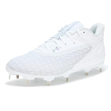 Imagem de Under Armour Tênis masculino Yard Metal Baseball Cleat 3.0, (100) Branco/Branco/Prata Metálica, 39
