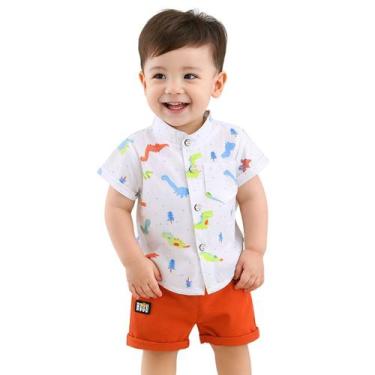 Imagem de Conjunto Roupa Mauricinho Infantil Temático Menino Creme - anjo da mam