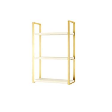 Imagem de Prateleiras De Madeira Industrial Para Sala Prateleira Madeira Decoração Organização Rústica(DOURADO/OFF - WHITE)