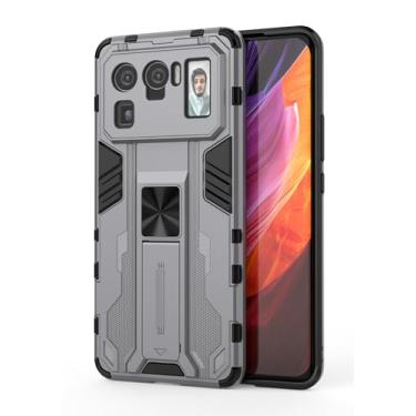 Imagem de SORAKA Capa para Xiaomi Mi 11 Ultra 5G com suporte Capa de proteção resistente para Xiaomi Mi 11 Ultra 5G Capa com placa de metal para suporte magnético para carro Capa Silm Fit