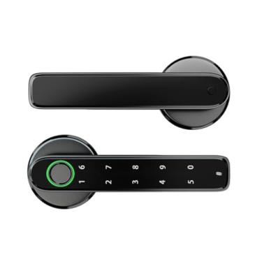 Imagem de Fechadura Digital Biométrica Smart Preto Fosco Impressão Digital, Senha, Cartão, Chave, Alta Segurança