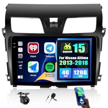 Imagem de [4G + 128G] Rádio de carro para Nissan Altima 2013-2018 com carro sem fio CarPlay Android Auto, tela sensível ao toque de 10,1 polegadas, Android 15, Nissan Altima, estéreo automotivo com link espelho