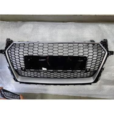 Imagem de Kit de carroceria de grade decorativa para para-choques de carro Grade de corrida compatível com a peça externa TTRS 2015-2018 (modelo de tração nas quatro rodas prata preta)