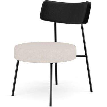 Imagem de Poltrona Decorativa Para Sala De Estar Base Fixa Londres L02 Couríssimo Preto Linho Cru - Lyam