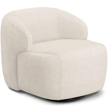 Imagem de Poltrona Decorativa Orgânica Giratória Para Sala Living Barolo L06 Linho Mescla - Lyam Decor