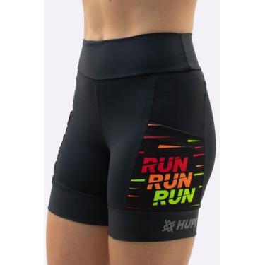 Imagem de Bermuda Compressão Feminina HUPI Curta Run Run Run, G, Preto