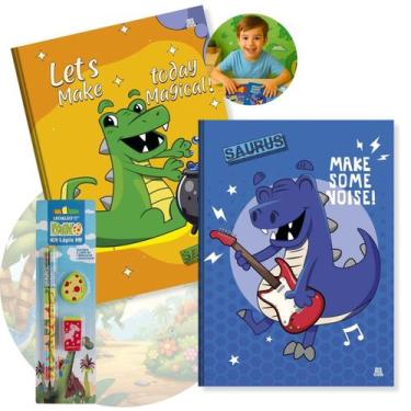 Imagem de Caderno Brochura Capa Dura Grande Dinossauros 2un 80 fls com Pauta e K