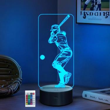 Imagem de Luz noturna de beisebol CoolGift Mart Lâmpada LED 3D com controle remo