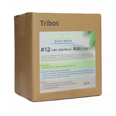 Imagem de Tribos mídia de jateamento de contas de vidro, mídia de jateamento de areia, jateador de areia para compressor de ar - 3,6 kg - 3 máscaras de jateamento (nº 12 (malha 140~200))
