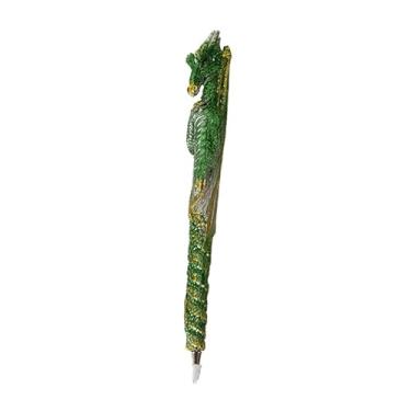 Imagem de Pacific Giftware Caneta dragão verde com design detalhado, feita à mão, resina perfeita para escrita confortável, ideal para amantes de fantasia, escola ou uso pessoal, 15 cm (multicolorida)