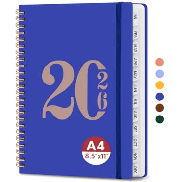 Imagem de Agenda 2026, agenda semanal e mensal, janeiro de 2026 a dezembro de 2026, agenda de calendário de capa dura com abas e bolso interno, material escolar para mulheres e homens - A4 (21,6 cm x 28 cm