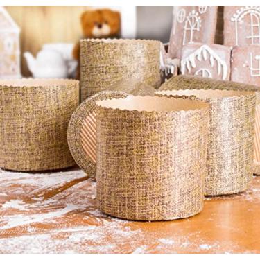 Imagem de Moldes de papel panetone de 340 g | Pacote com 12 | Formas de pão de Páscoa - antiaderente, L 11 x A 8 cm