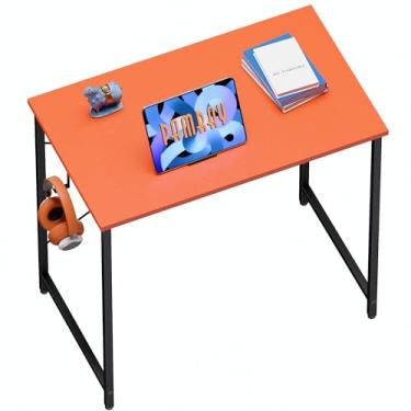 Imagem de Pamray Mesa de computador de 58 cm para espaços pequenos, mesa de trabalho de escritório em casa com gancho de fone de ouvido, mesa de escritório pequena para escritório