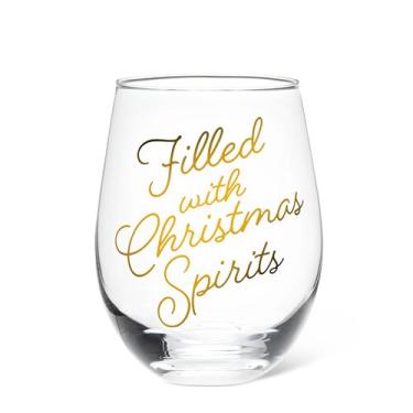 Imagem de Abbott Collection Christmas Text Spirits Cálice de vinho sem haste - vidro, transparente/dourado, 12,7 cm A (396 g)