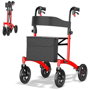 Imagem de Andador Nihhcune para Idosos, Rollator Dobrável com Assento e Rodas Todas as Terrenos, Altura Ajustável em 6 Níveis, Leve e Confortável