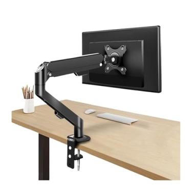Imagem de Suporte para monitor único, braço de monitor totalmente ajustável com mola a gás, suporte de mesa para monitor único para telas de 17 a 30 polegadas, comporta 9 kg, braço de monitor VESA 75/100 mm