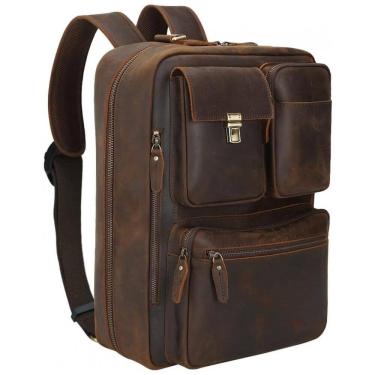 Imagem de Mochila Masculina para Laptop, Conversível para Bolsa de Mão, TIDING, Marrom Escuro